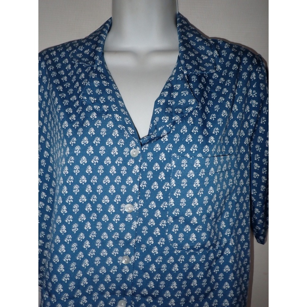 Haute Hippie Style Women's Blue White Floral Pajama Set Shorts Top Size S READ - Picture 3 of 8